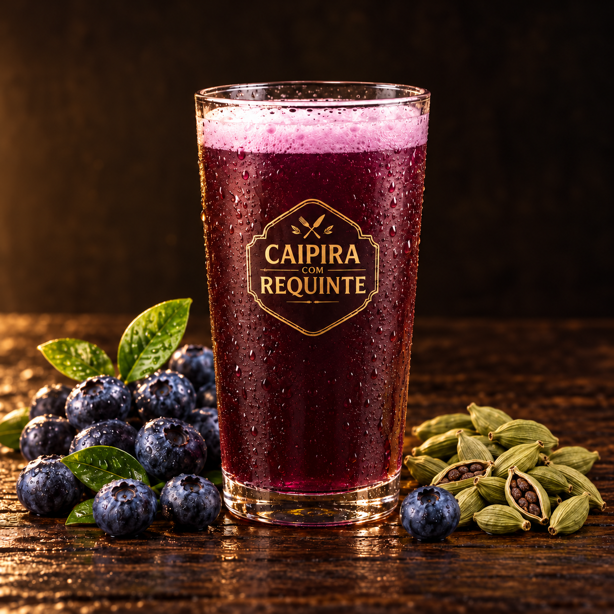 Kombucha de blueberry e cardamomo